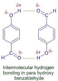 intermolecular hydrogen bonding in para hydroxy benzaldehyde