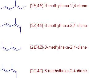 geometrical isomers of 3-methylhexa-2,4-diene