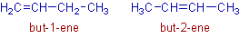 position isomerism: 1-butene and 2-butene