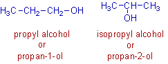 position isomers: propan-1-ol and propan-2-ol