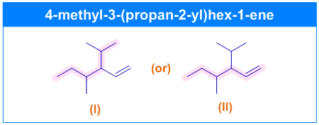 word root & parent chain in 4-methyl-3-(propan-2-yl)hex-1-ene