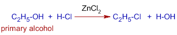 reaction of ethyl alcohol with lucas reagent