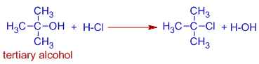 tert-butyl alcohol to tert-butyl chloride