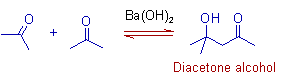aldol reaction of acetone in basic medium to diacetone alcohol