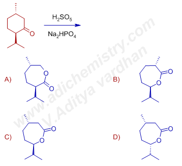 Baeyer villiger reaction - (2R,5S)-5-methyl-2-(propan-2-yl)cyclohexanone or (+)-menthone