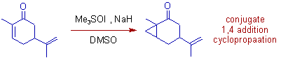 cyclopropanation of carvone with stabilized ylide.
