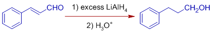 LiAlH4 reduction of cinnamaldehyde normal addition method