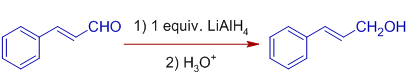 LiAlH4 reduction of cinnamaldehyde inverse addition method