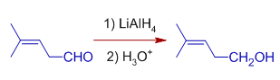 LiAlH4 reduction of carbonyl groups with isolated double bond