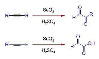 oxidation of alkynes usign selenium dioxide