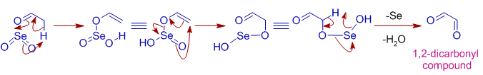 mechanism of oxidation of carbonyl compounds with selenium dioxide to give 1,2-dicarbonyls
