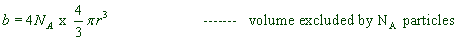 excluded volume of one mole of gas molecules