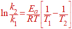 rate constants at two different temperatures