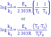 rate constants at two different temperatures