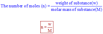 formula for number of moles